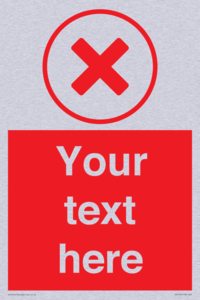 Custom red background, red cross in circle sign